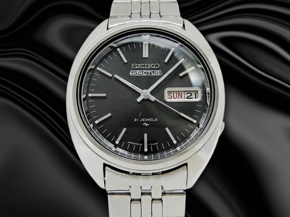 JA-2860| セイコー 5アクタス 21石 7019-7070 SS ブラックダイヤル