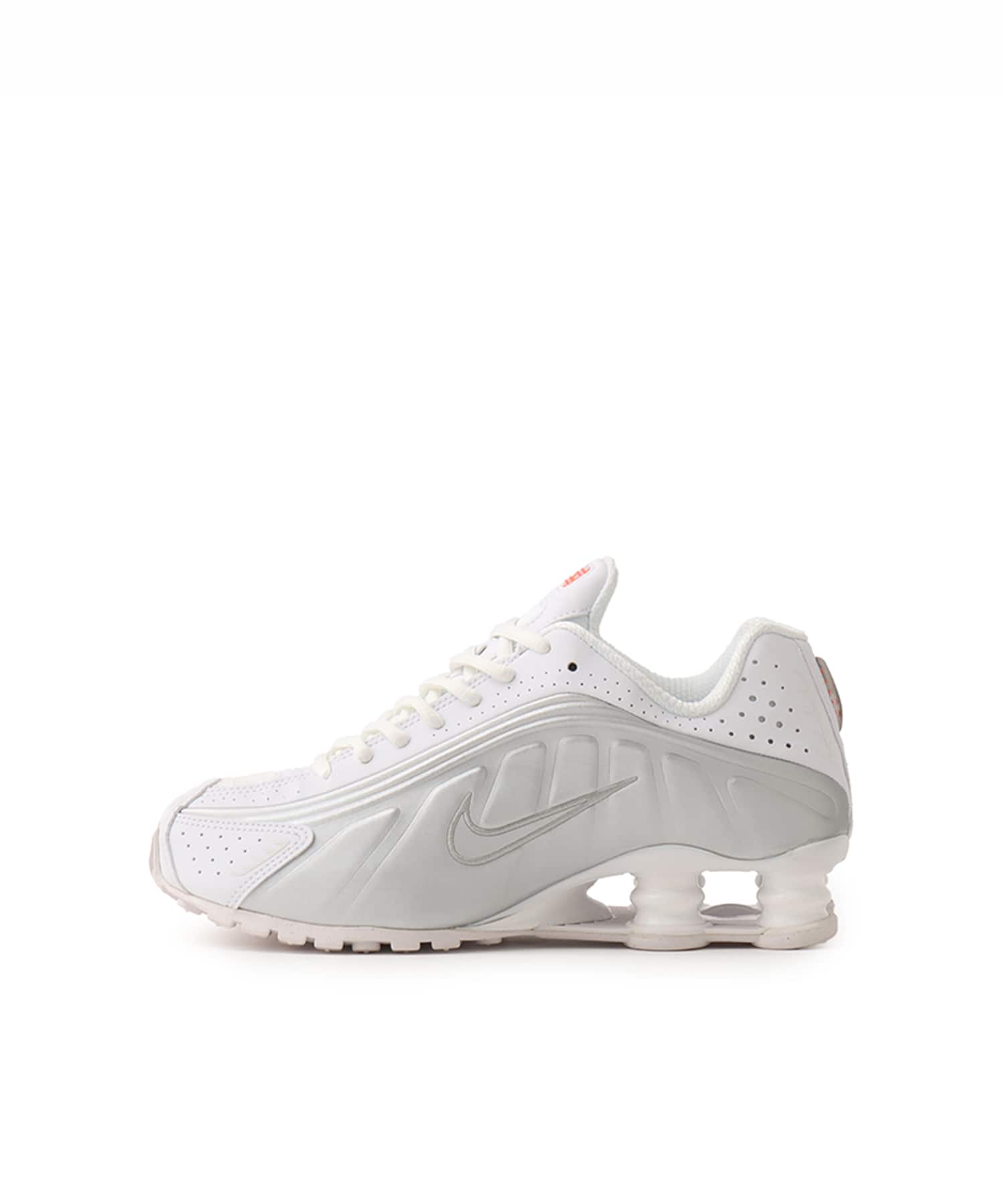 NIKE SHOX R4 WHITE/WHITE-METALLIC SILVER-MAX ORANGE （ナイキ