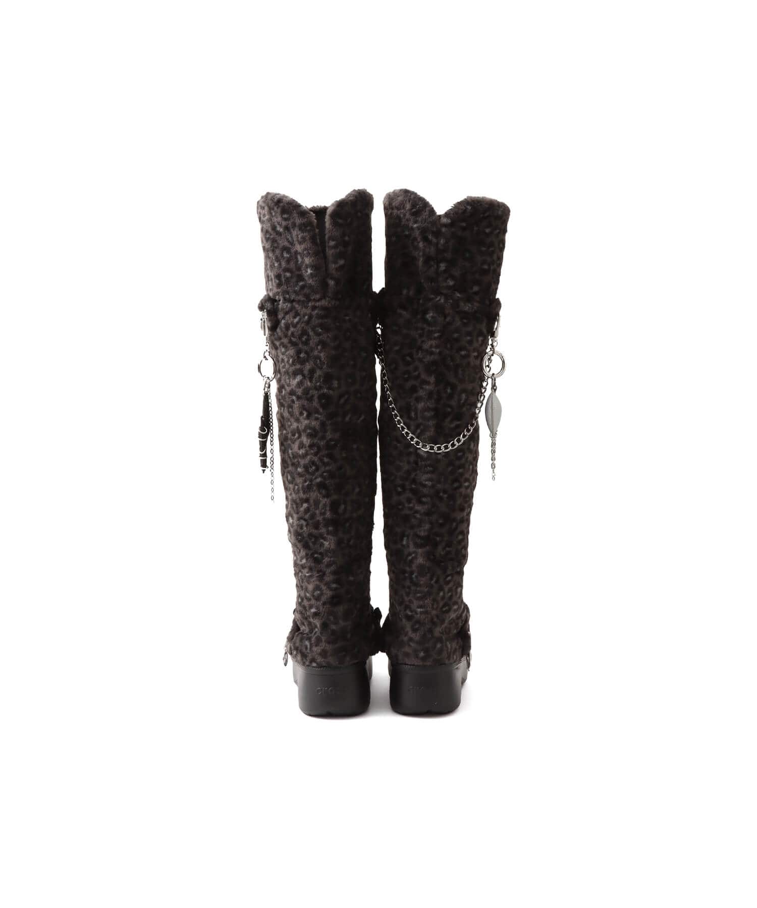 crocs Unfurgettable Leopard Knee High Boot Black/Leopard