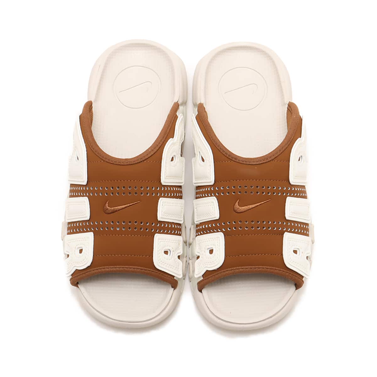 NIKE AIR MORE UPTEMPO SLIDE LT BRITISH TAN/SAIL-LT OREWOOD BRN