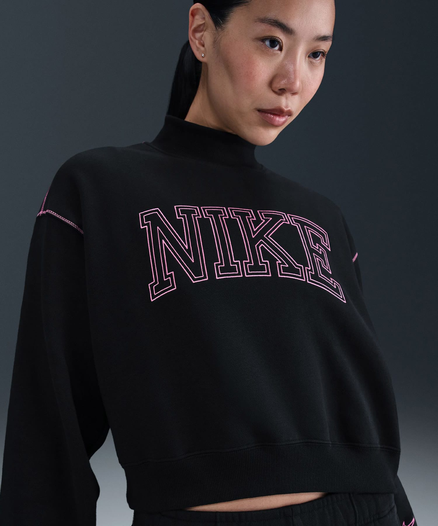 NIKE AS W NSW PHNX FLC LOGO MOCK NE BLACK（ナイキ ウィメンズ NSW