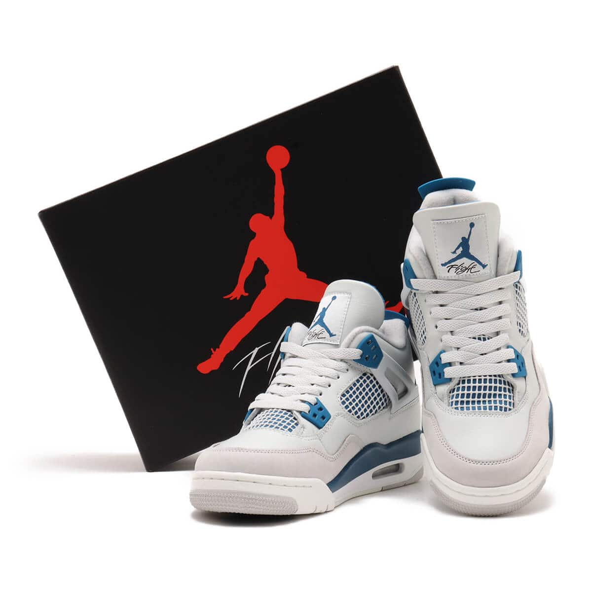 JORDAN BRAND AIR JORDAN 4 RETRO (GS) OFF WHITE/MILITARY BLUE