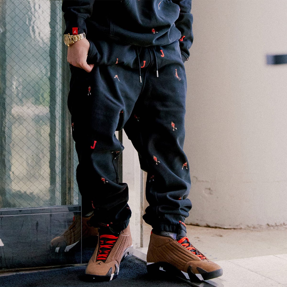 JORDAN BRAND AS M J ESS STMT AOP FLC PANT BLACK 21HO-I（ジョーダン