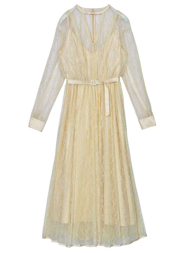 Ameri VINTAGE(アメリヴィンテージ)の「LADY LACE PLEATS DRESS」 - PARTE