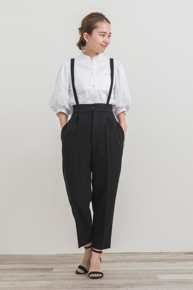 yori(ヨリ)の「サスペンダー付ハイウエストスティックパンツ【2021SP