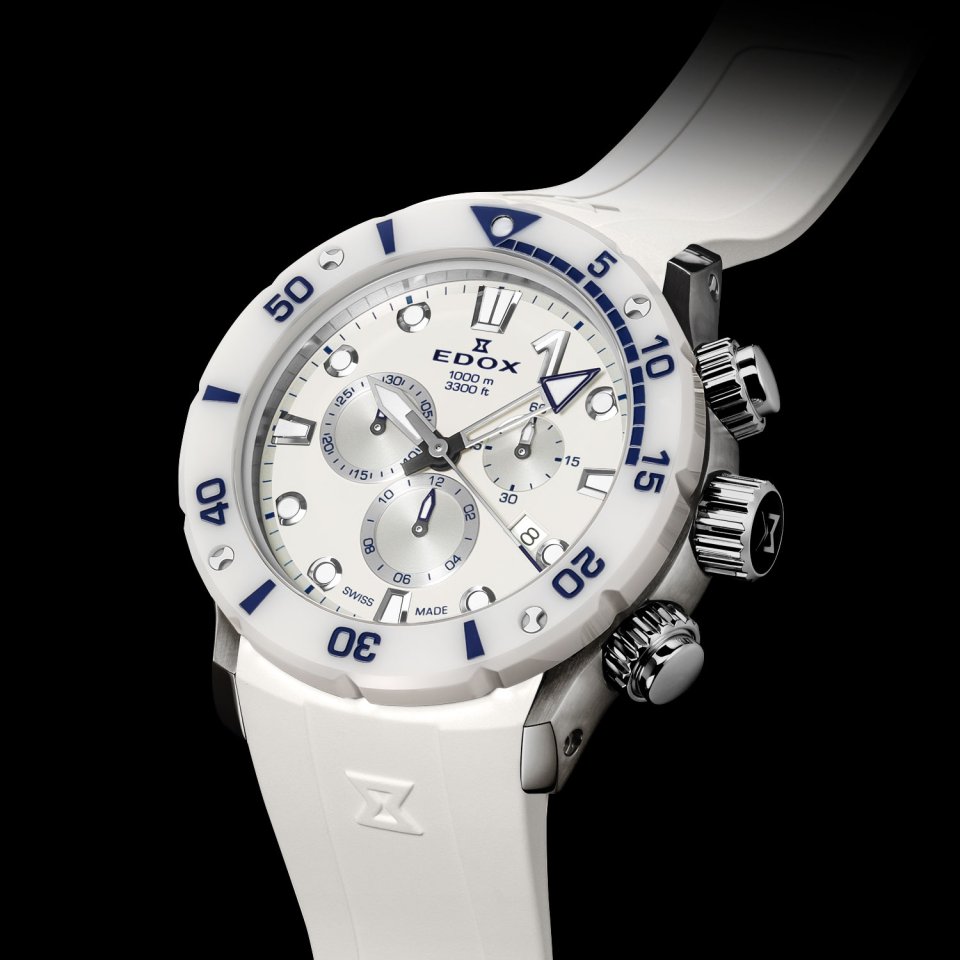 EDOX □ホワイトスタッズラバーベルト □定価24200円□クロノ