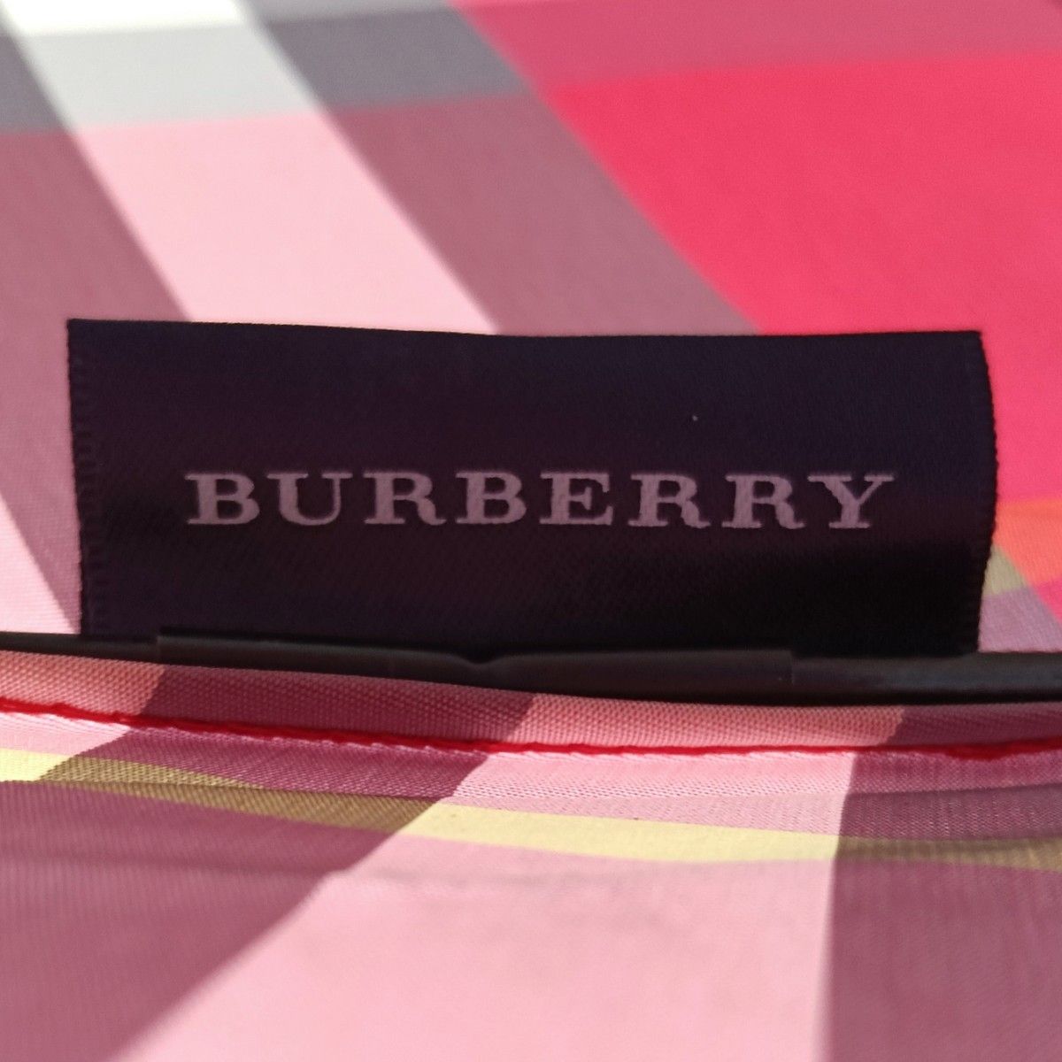 希少 BURBERRY バーバリー 雨傘 長傘 ノバチェック サーモンピンク