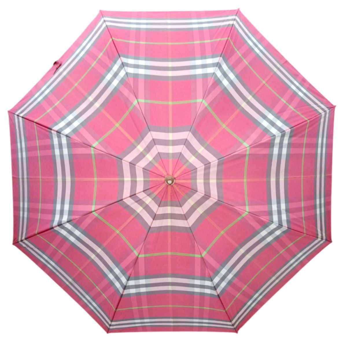 希少 BURBERRY バーバリー 雨傘 長傘 ノバチェック サーモンピンク