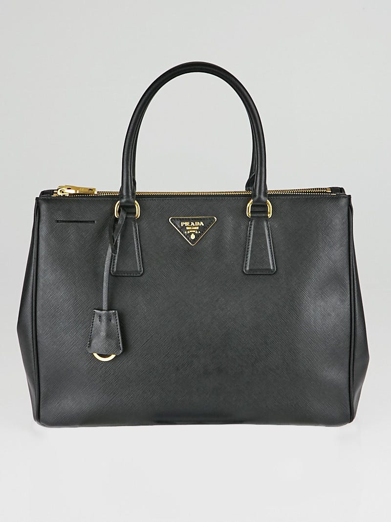 Prada Black Saffiano Leather Large Zip Tote Bag 1BA274 | Yoogi's