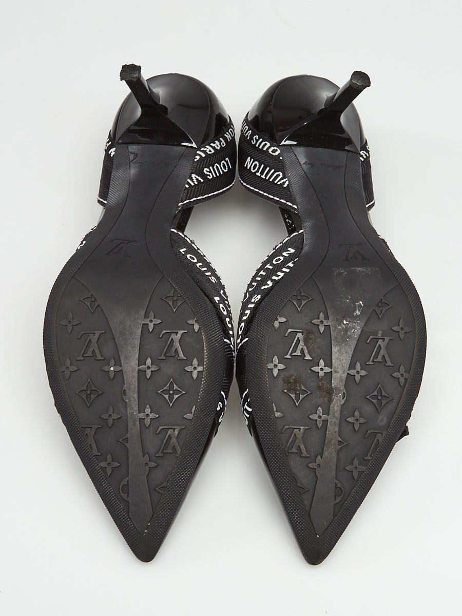 Louis Vuitton Black Patent Leather Lily Open Side Pumps Size 7.5