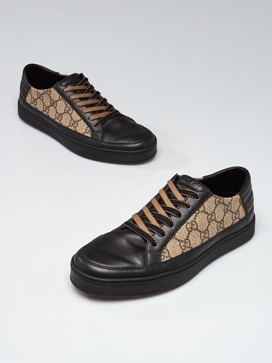 Gucci Beige/Black GG Coated Canvas/Rubber Low Top Sneakers Men's