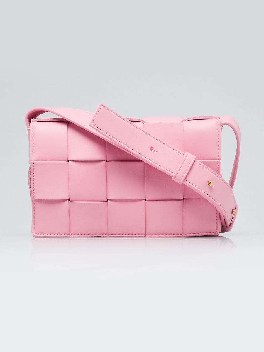Bottega Veneta Pink Nappa Leather Maxi Weave Small Cassette