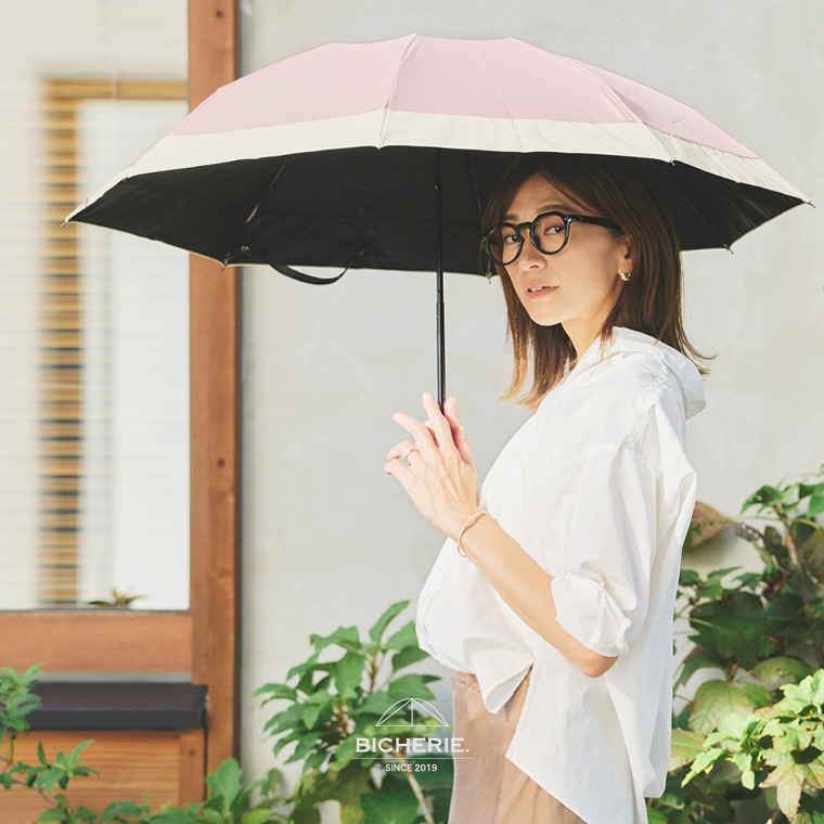 100%完全遮光 晴雨兼用 折りたたみ日傘 3段タイプ 50cm バイカラー