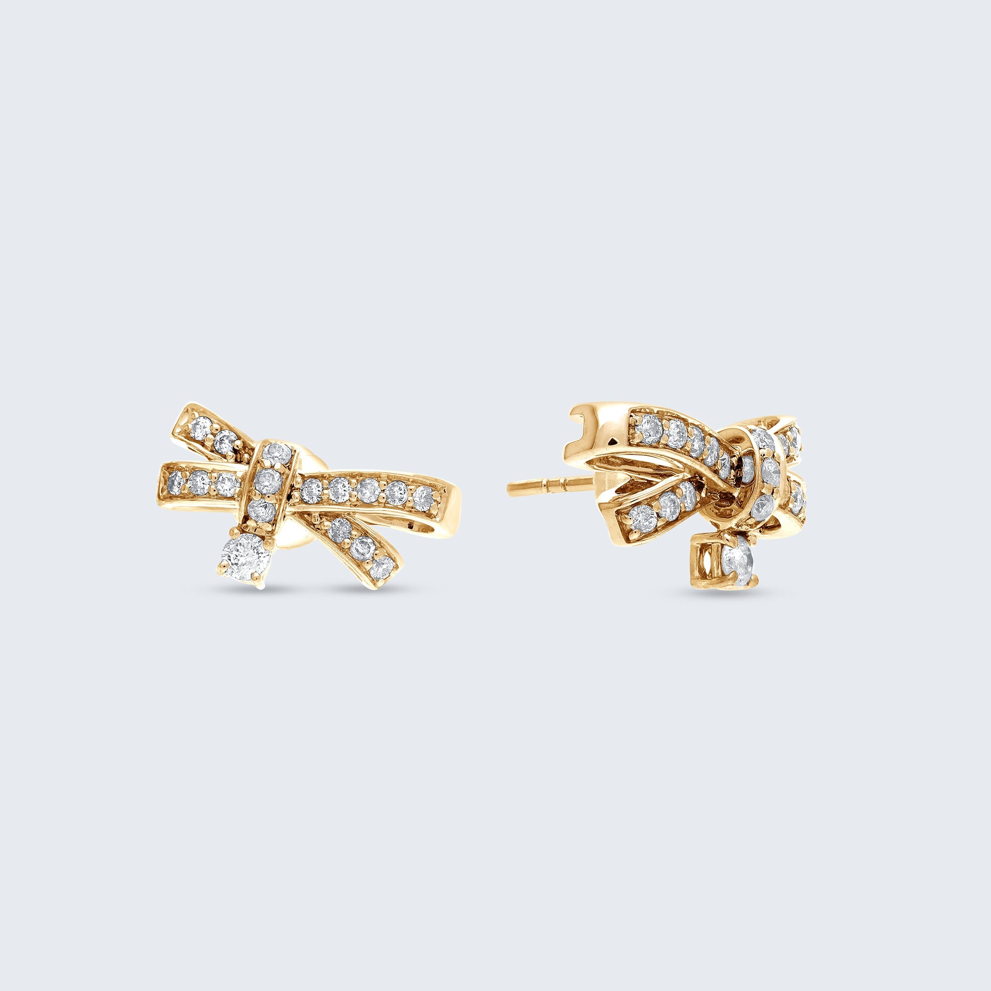 リボンダイヤモンドピアス – 18Kホワイトゴールド/イエローゴールド