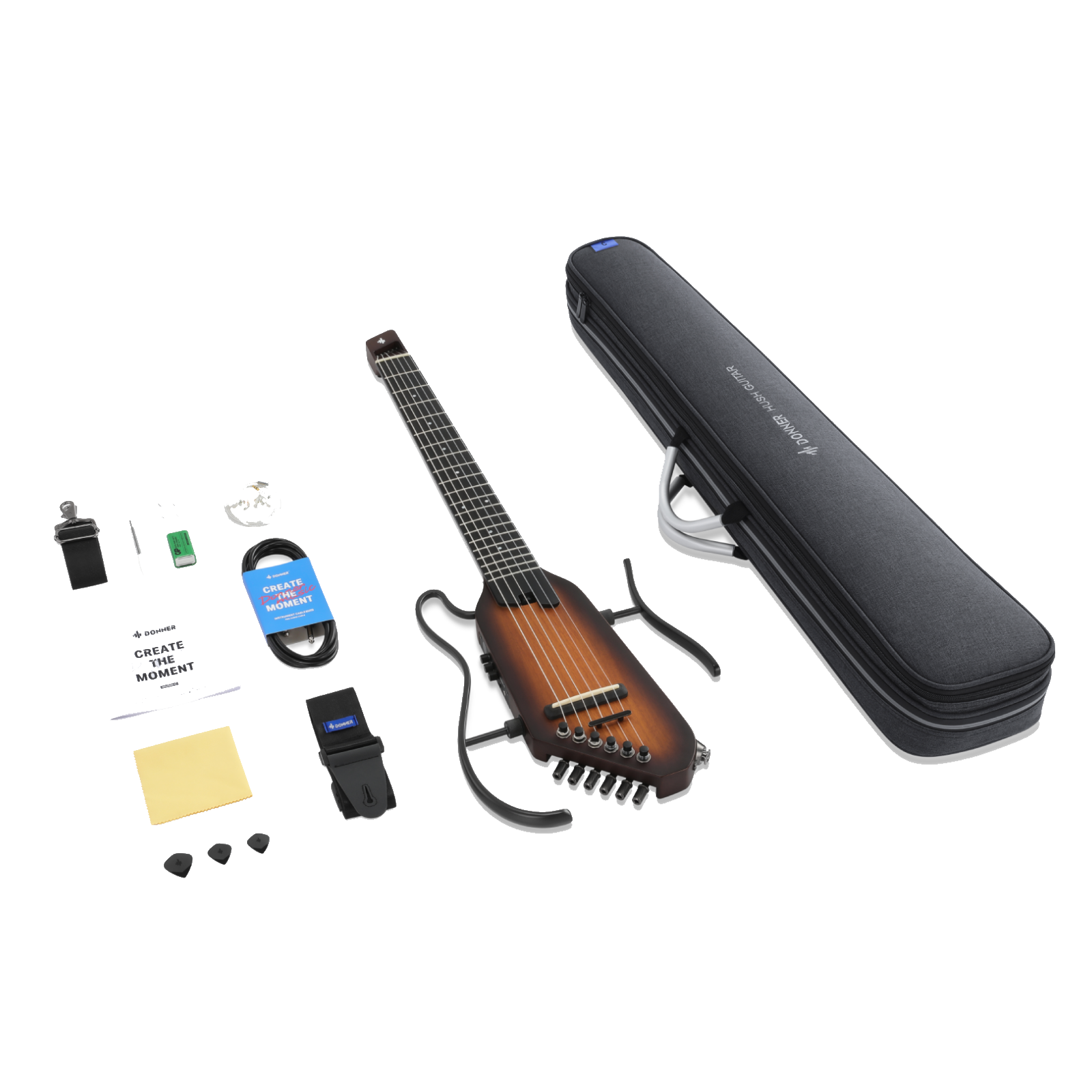 HUSH-C Nylon String Acoustic-Electric Headless Travel Guitar Donner