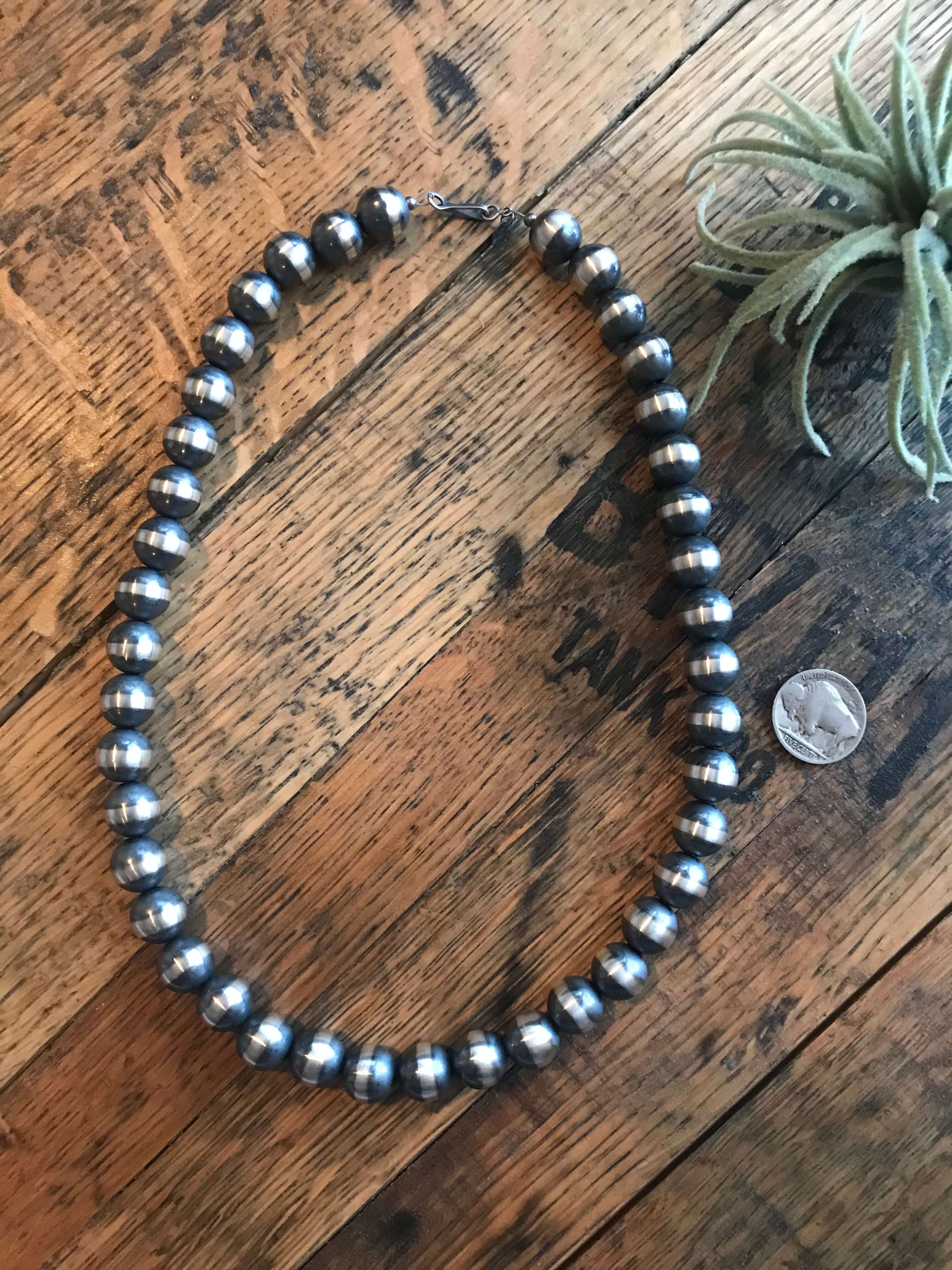 Women's 12mm Pearl Beaded Necklace | Calli Co. Silver