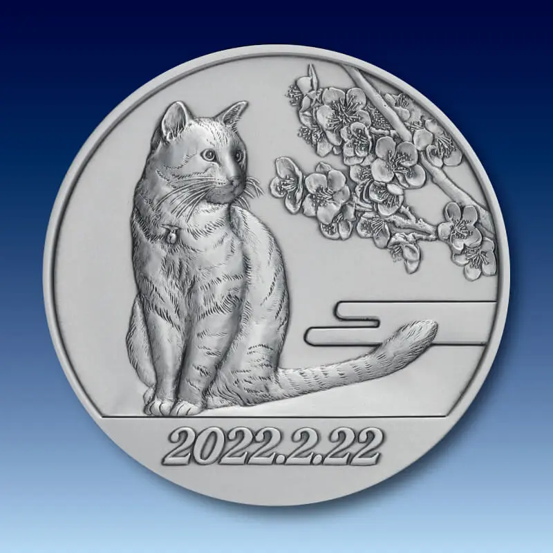 ネコの純金製メダル、価格は55万円！100年に一度の猫の日を記念した金