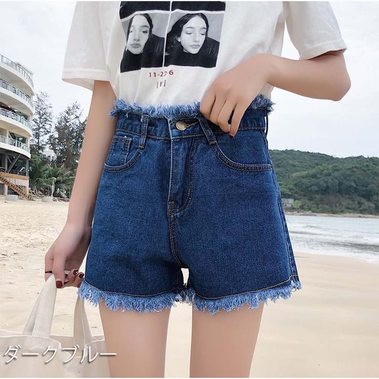 デニムショートパンツ ダメージデニム 夏服 韓国ファッション[品番