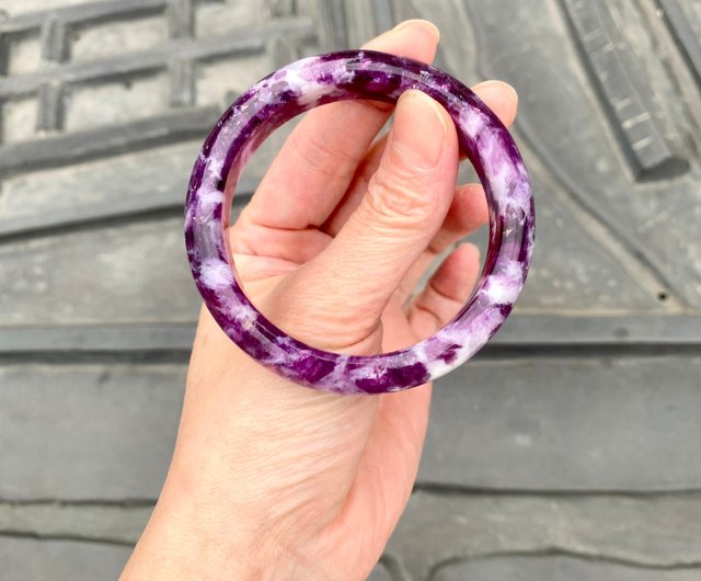 送料無料】台湾 パープルエメラルドクリスタルバングル 57.2mm