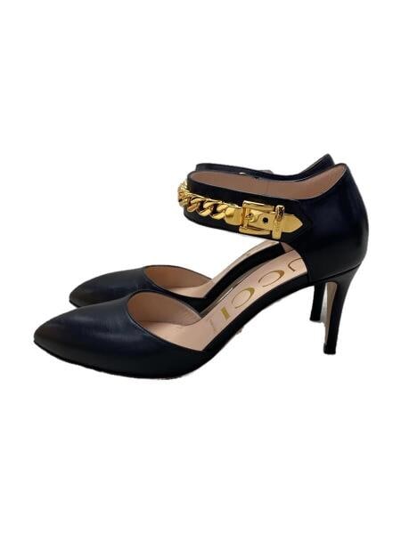 GUCCI(グッチ) / チェーンアンクルストラップパンプス/37/BLK/レザー