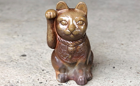 明光窯 招き猫 （ 備前焼 ） 陶器 猫 ネコ ねこ 雑貨 日用品 | 岡山県