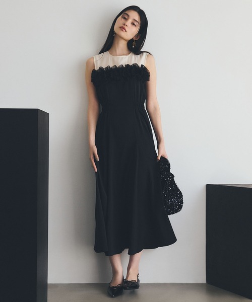 VIS DRESS】チュールフラワードッキングワンピース（ワンピース）｜VIS