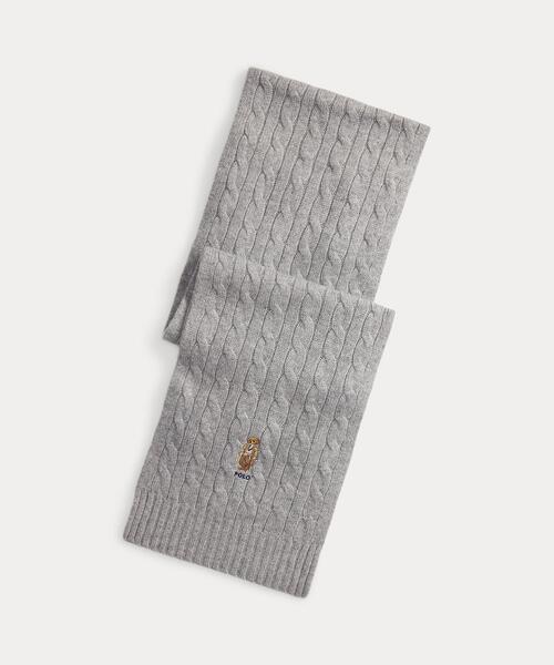 Polo ベア ケーブルニット ウールカシミヤ マフラー（マフラー）｜POLO