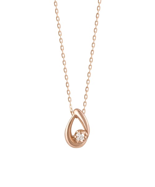 WEB限定商品】K10 しずく ダイヤモンドネックレス（PG）（ネックレス