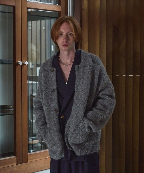 LURAKU】Shaggy Knit Polo Cardigan / シャギーニットポロカーディガン
