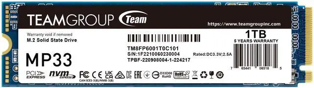 内蔵型SSD TEAMGROUP MP33 1TB SSD MP33 M.2 PCIe SSD 1TB | TEAMGROUP