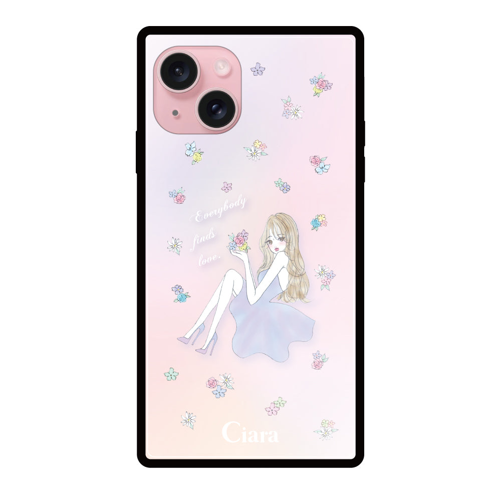 iPhoneケース】 スクエアガラス LAVENDER GIRL(ラベンダーガール