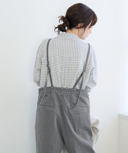 フロントジップデザインデニムサロペット