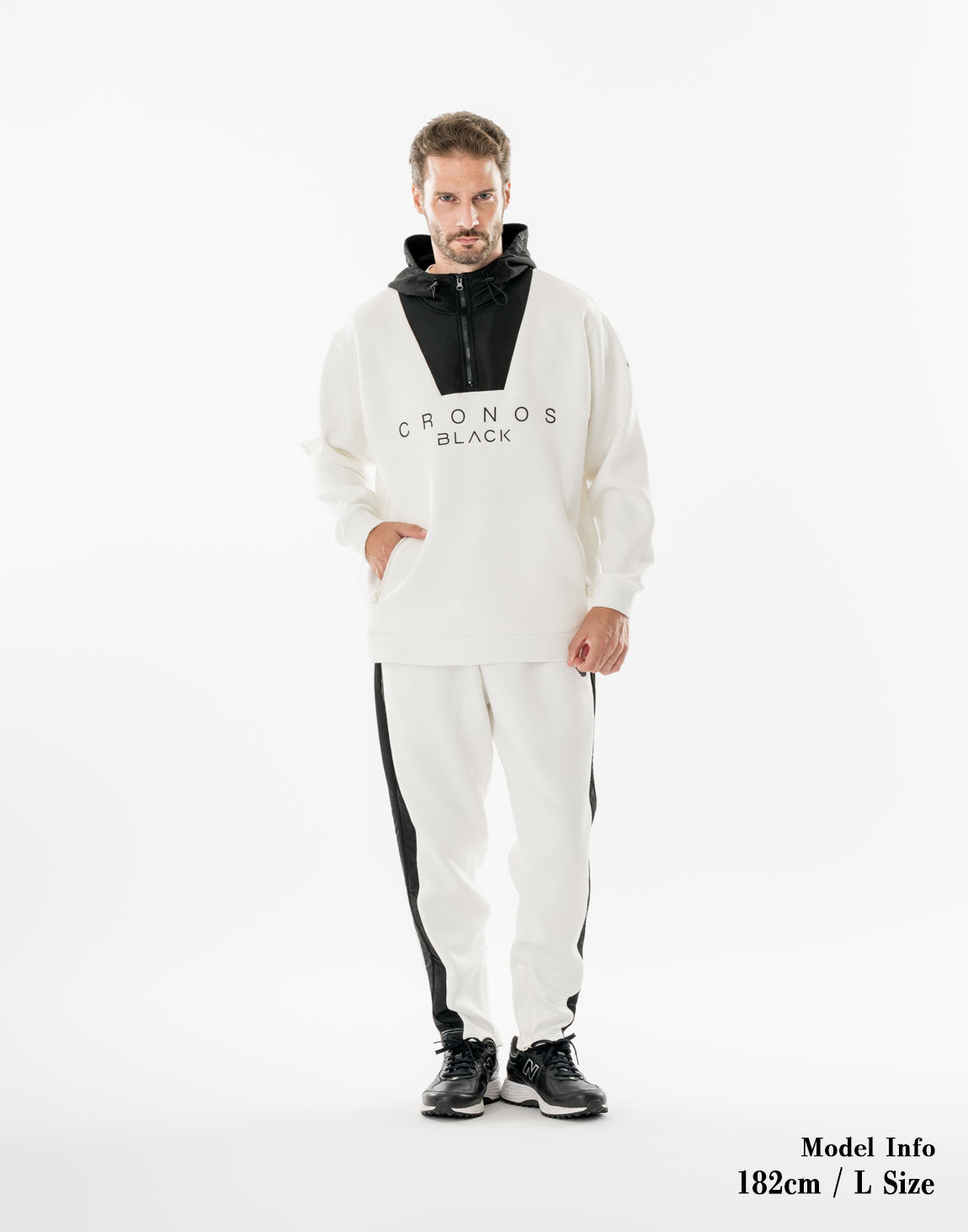 CRONOS BLACK SHIFT HOODIE【M.WHITE】