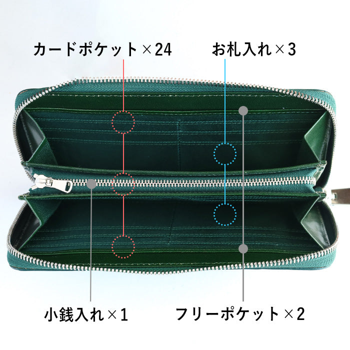 ZOO(ズー) 財布 長財布 イタリアンレザー ブロックチェック ラウンド