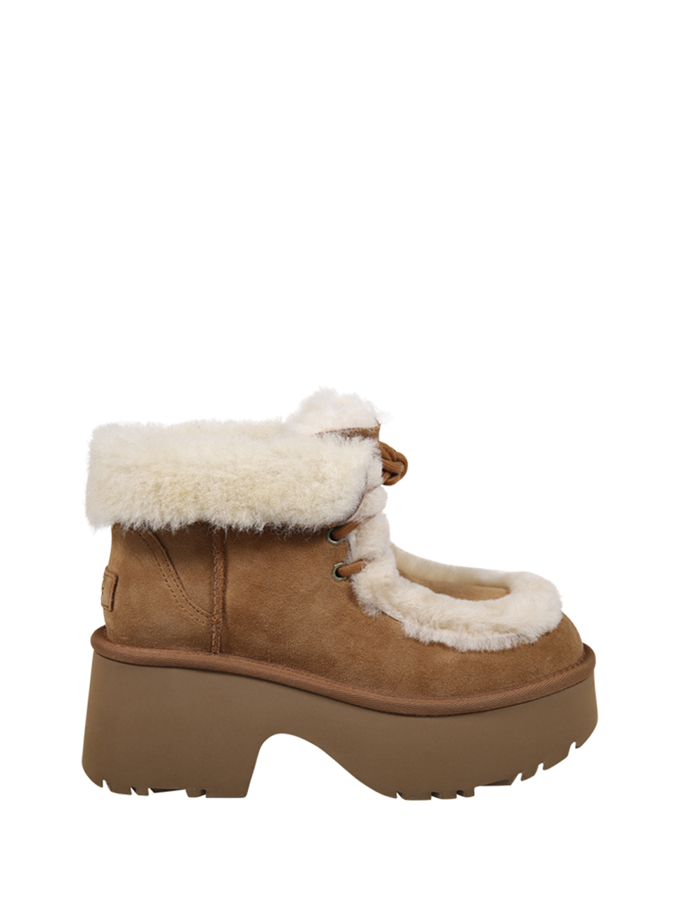 WOMAN UGG BROWN LEATHER W ESMEE LACE UP BOOT