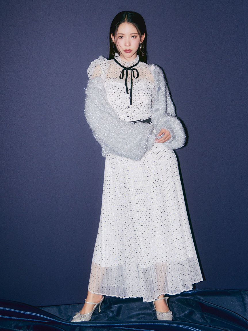 LILY BROWN×MARY QUANT】ベルト付きドットチュールドレス(ドレス