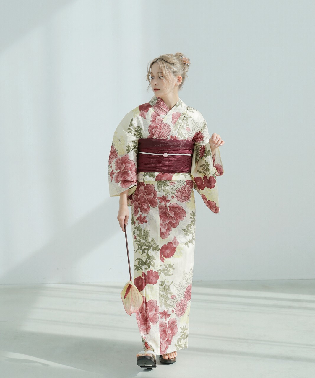 Dita 浴衣・帯セット 夏の牡丹重ね Dita 浴衣・帯・下駄セット 赤 夏の