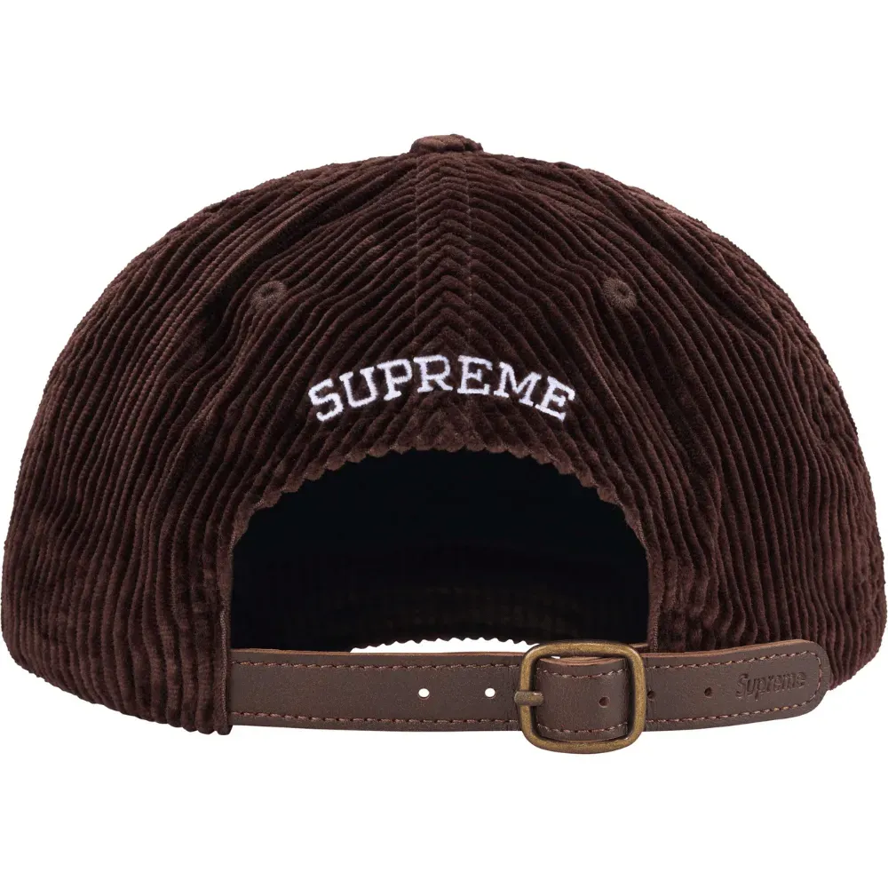 Boné Supreme Corduroy S Logo 6-Panel Dark Brown - Droper