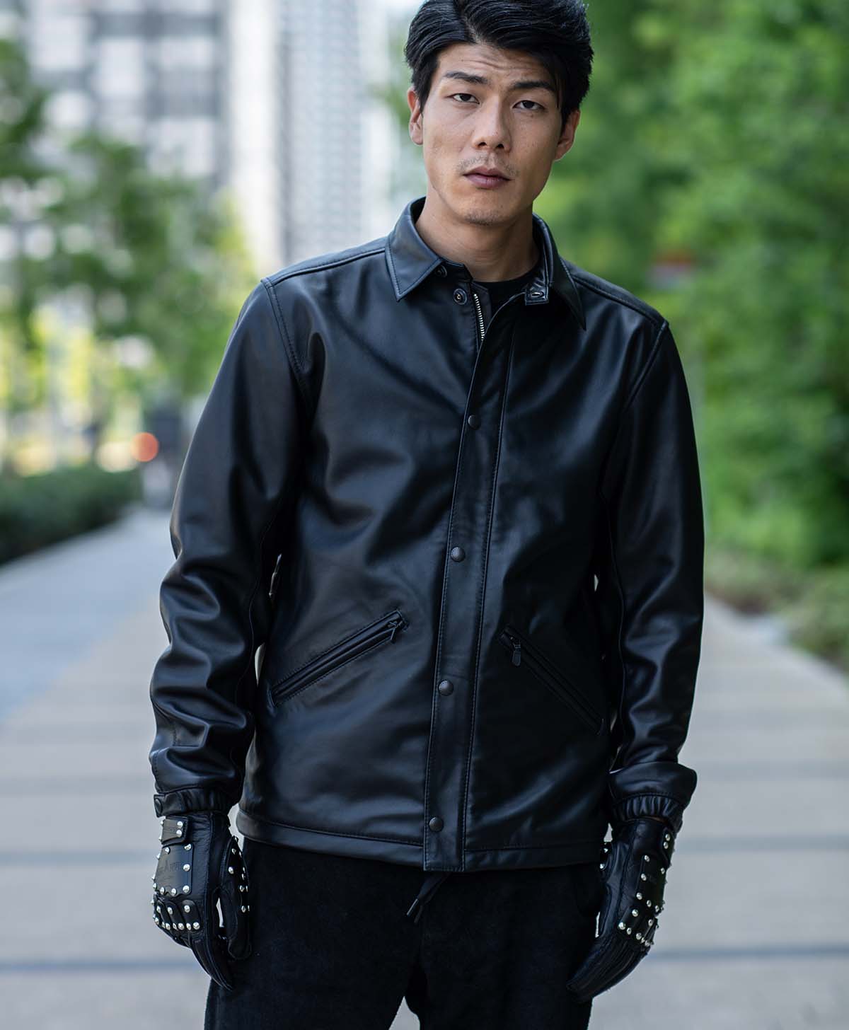 COACH UPTOWN RACER 羊革ブラックレザーライダージャケット COACH