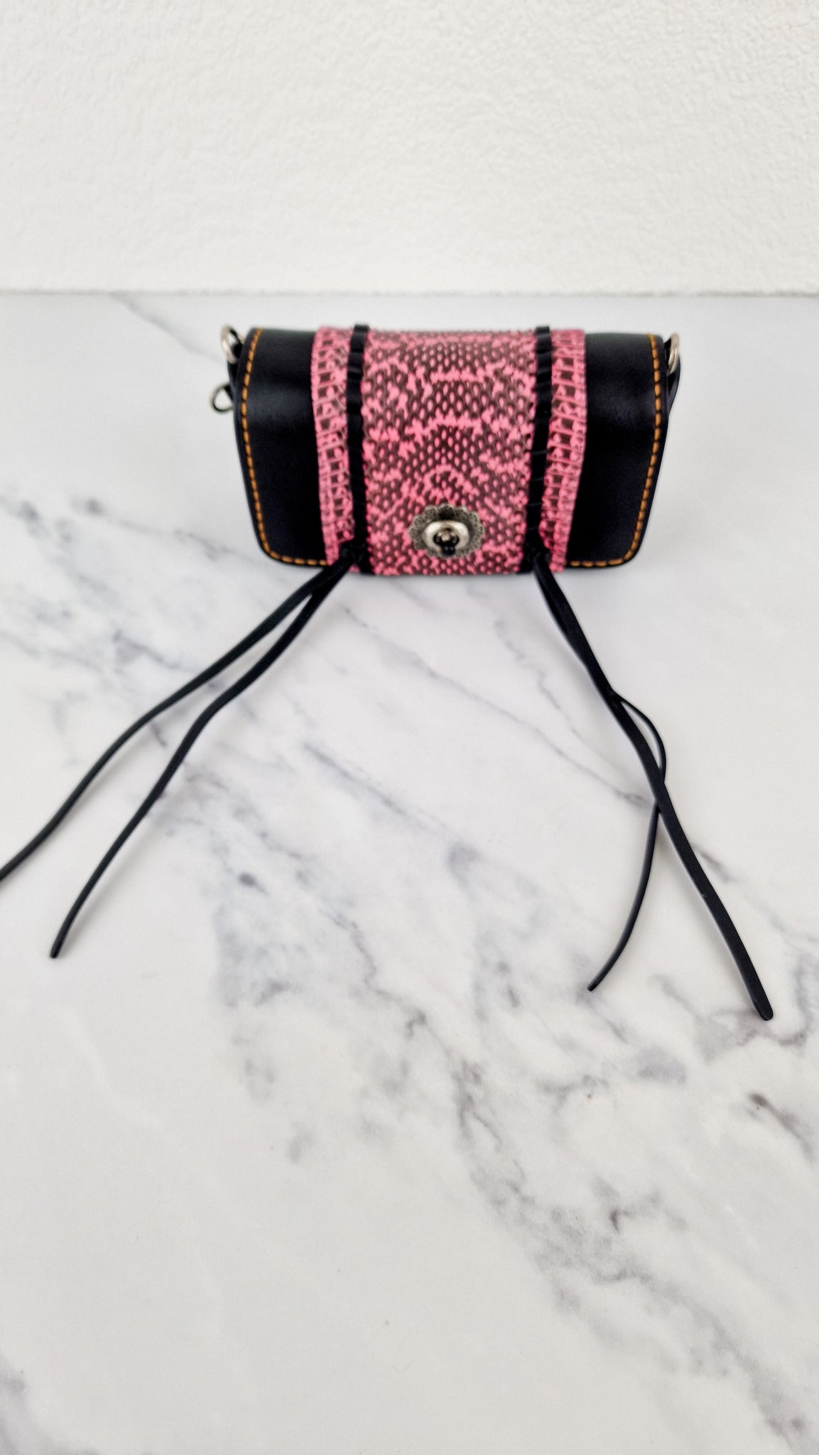 Coach 1941 Dinkier with Whipstitch Snake Trim in Black Smooth
