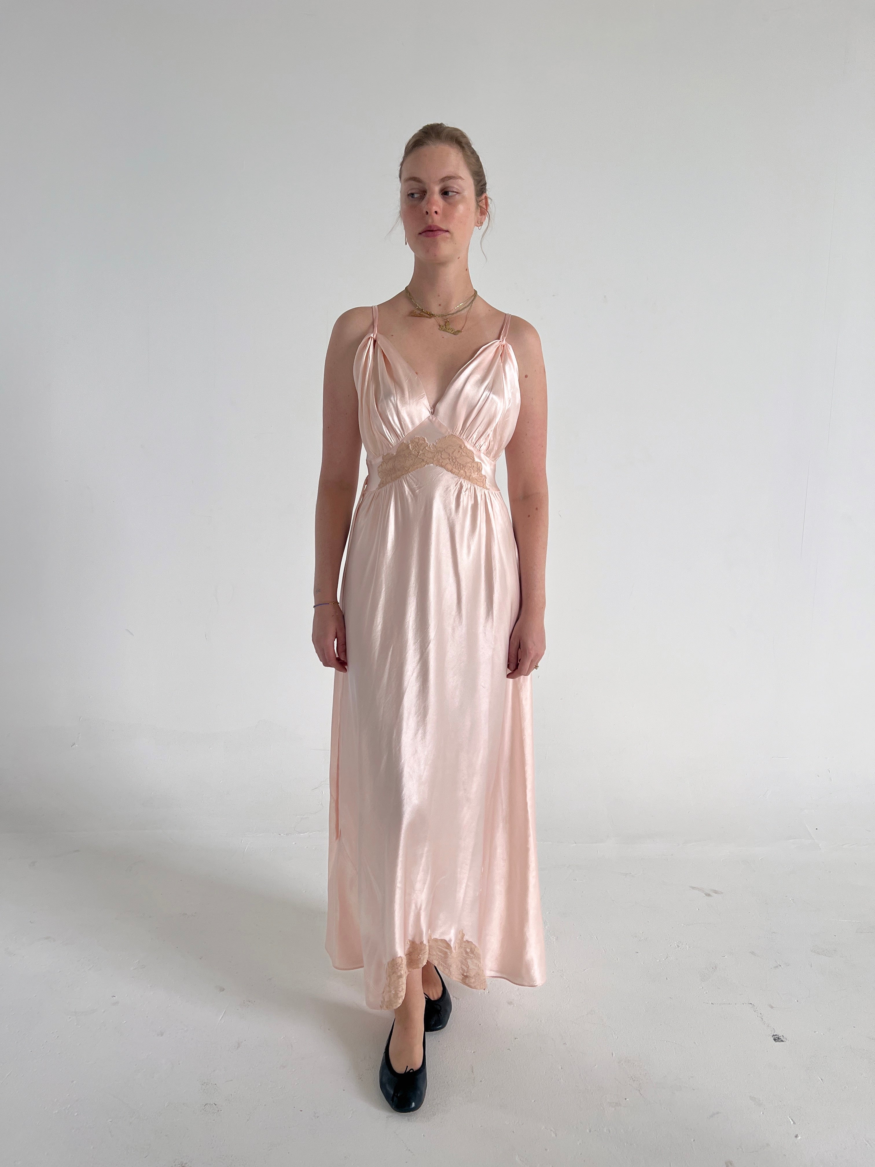 1940's Pink Satin Slip – Eveliina Vintage