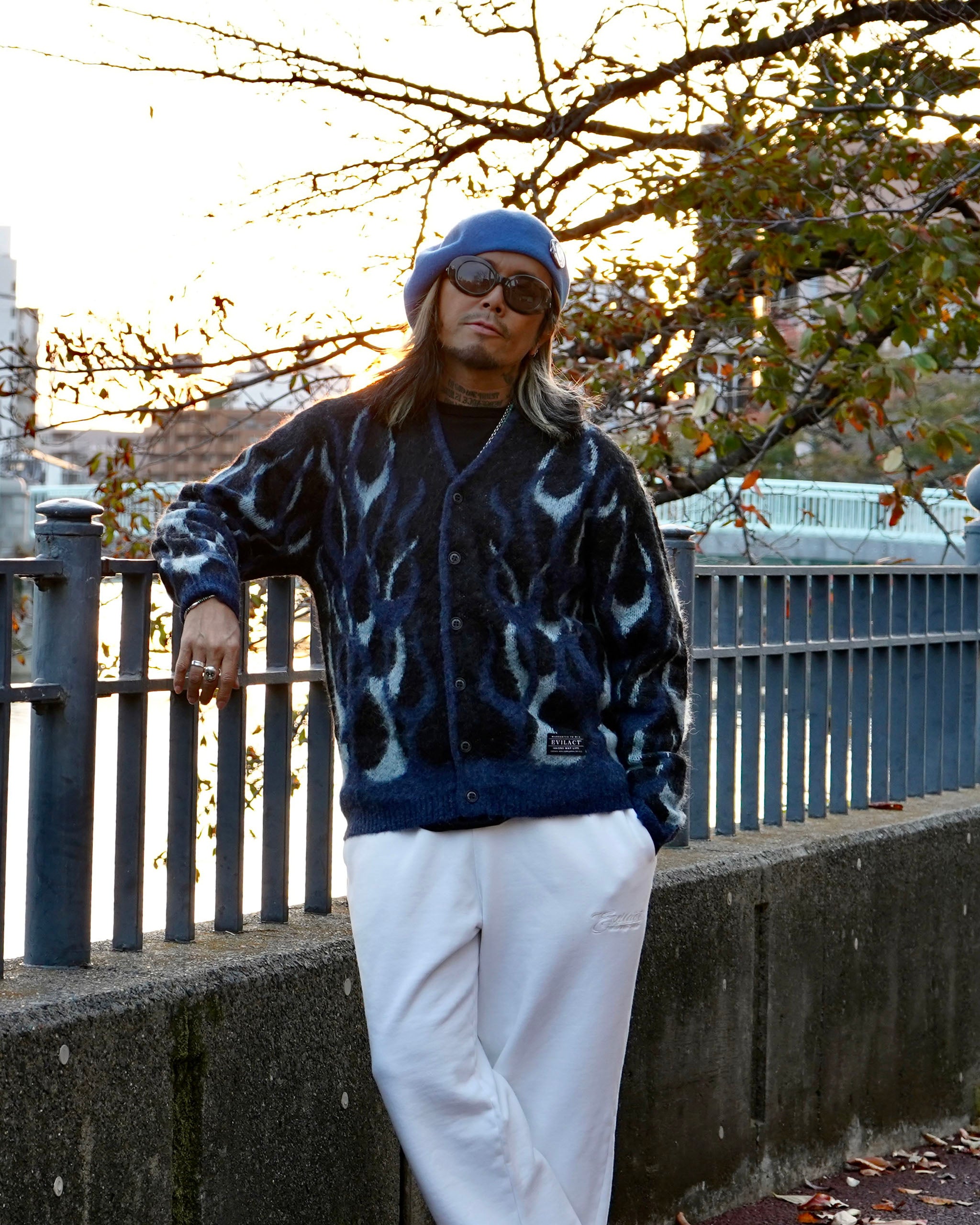 EVILACT FLAMES MOHAIR CARDIGAN burgundy | EVILACT (イーブルアクト